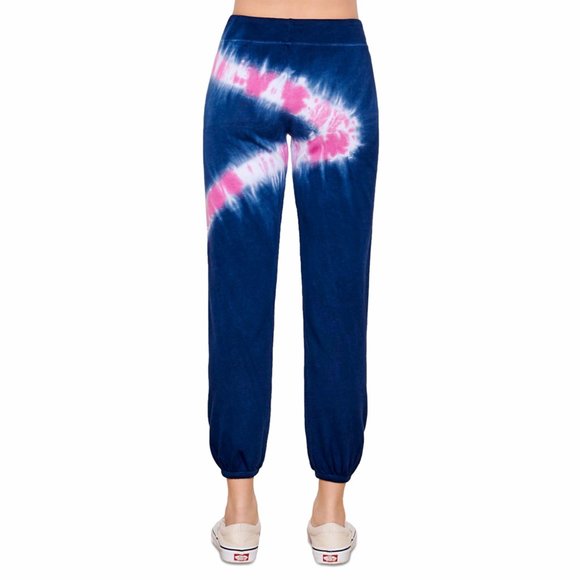 Sundry Jogger Pants Women Elastic Waist Tie Dyed Pull-On Sweatpants Navy Candy - Picture 2 of 7